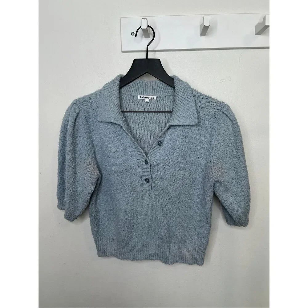 Reformation Half Sleeve Sweater | Blue in Small